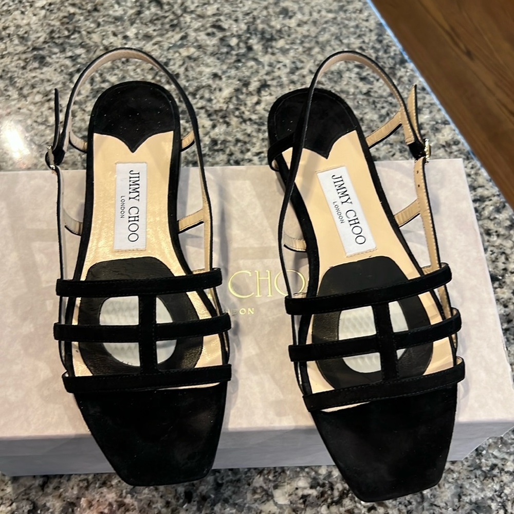Jimmy Choo Black Strappy Slingback Sandals